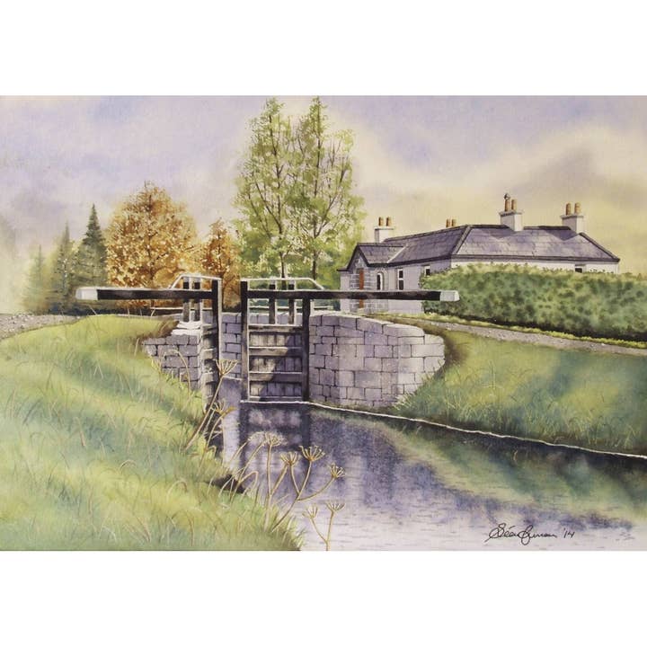 La quinta esclusa del canal de Naas - Impresión artística para venta al por mayor de Sean Curran