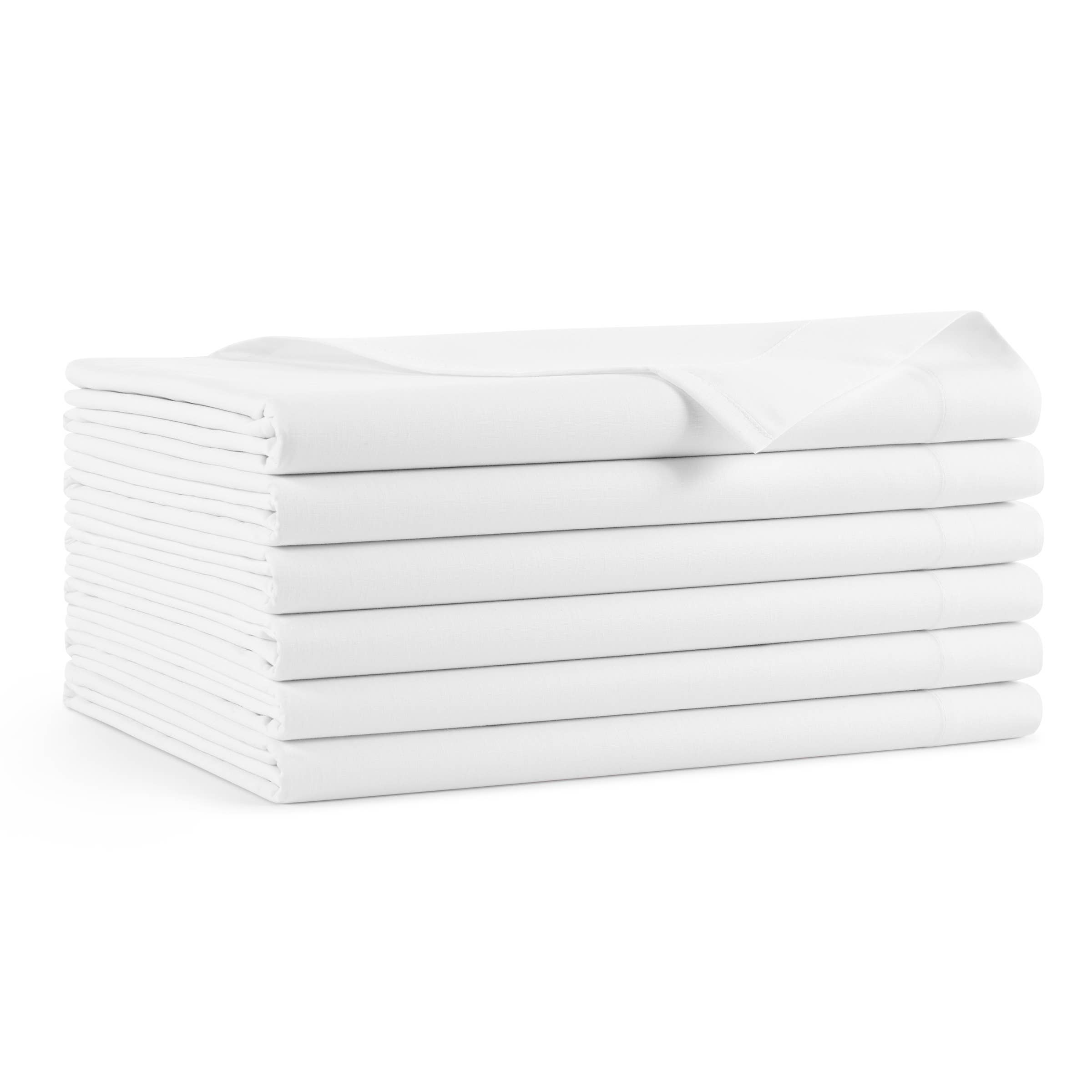 Arkwright Home - Wholesale Flat Sheet - Cotton/Poly Flat Bed Sheets 6pk, 200TC White, Size Options0