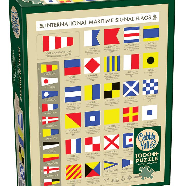 Puzzle de 1000 pièces des pavillons de signalisation maritime internationaux pour la vente par Outset Games and Cobble Hill Puzzles