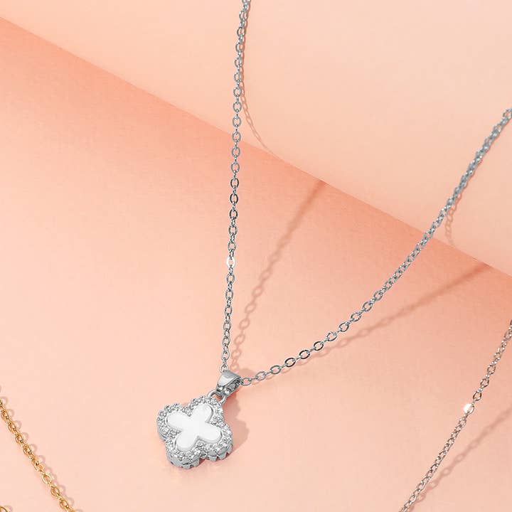 Sensibling Corp. - Wholesale Pendant/Charm Necklace - Reversible Stainless Steel Quatrefoil Pendant Necklace2