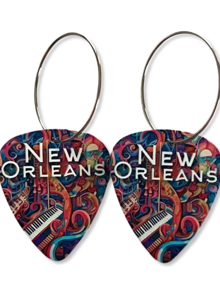 Boucles d'oreilles colorées pour piano et guitare de la Nouvelle-Orléans pour la vente par Groupie Love