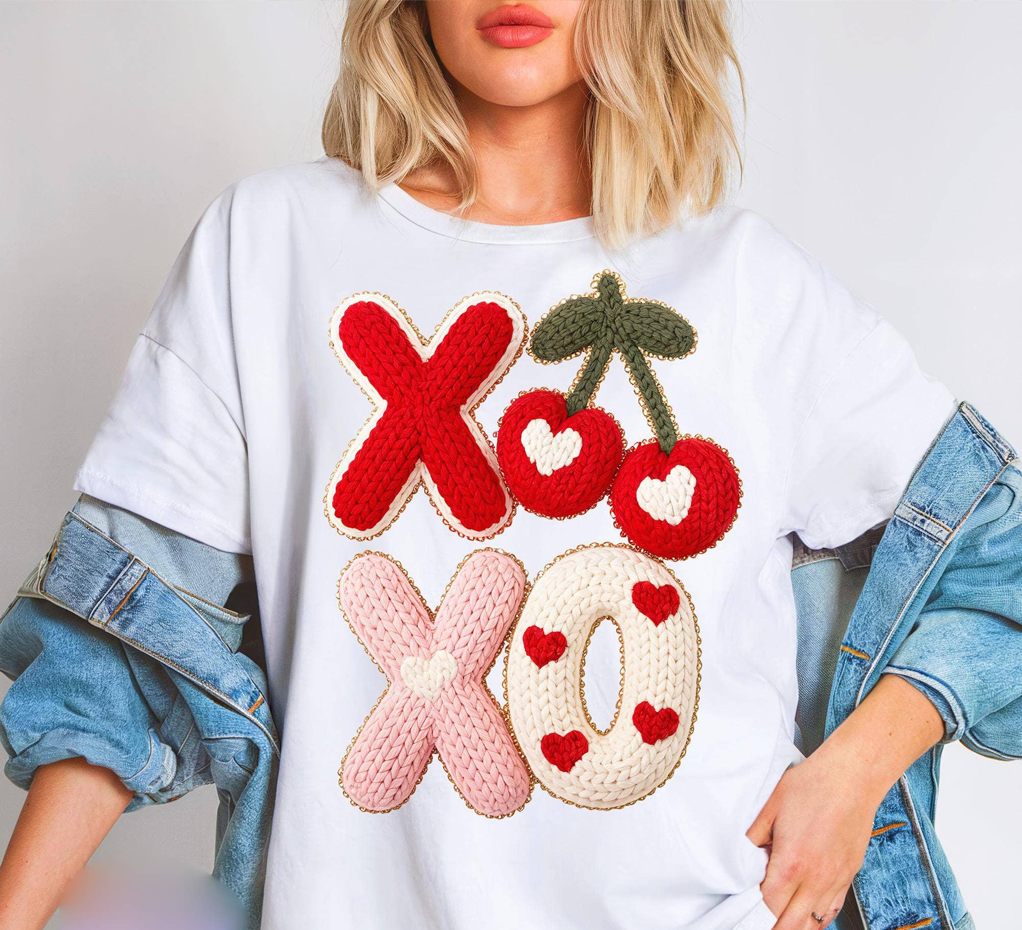 DLT Ecommerce - Venta al por mayor Camiseta estampada - Mujer - Camiseta de San Valentín, Sudadera de San Valentín de Falso Hilo de Crochet2