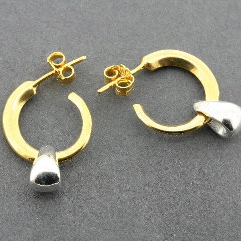 Makers & Providers - Wholesale Hoop earrings - Gold hoop stud with silver teardrop1