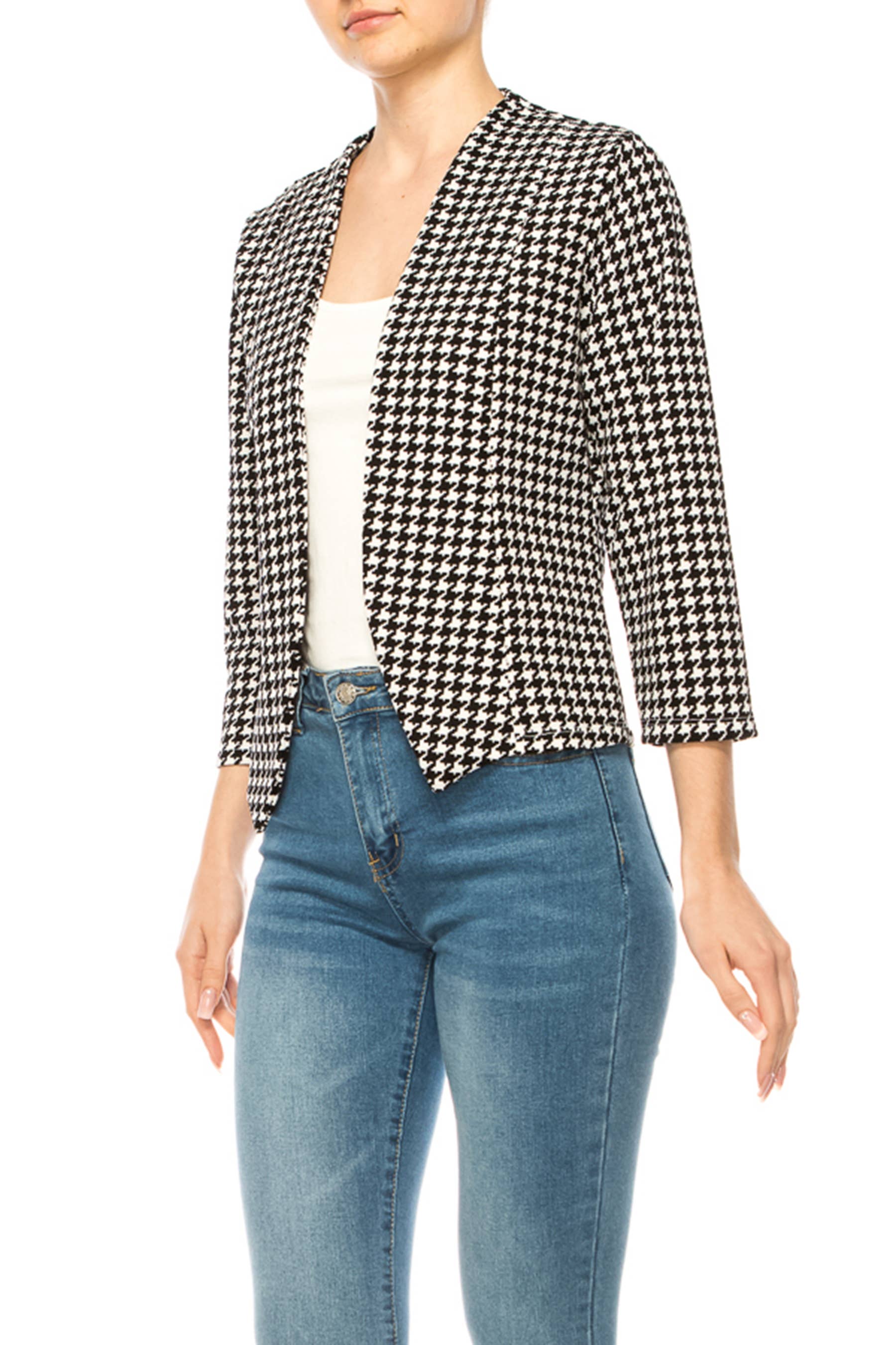 MOA COLLECTION - Wholesale Blazer - Women's - Women's Collarless Blazer 3/4 Sleeves Cardigan13