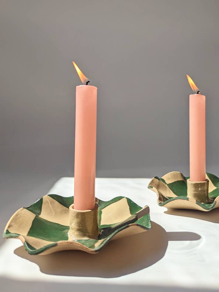 Portavelas festoneados verdes con verificación para venta al por mayor de Rosie Gore