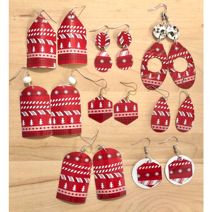 TTE Designs - Wholesale Dangle Earrings - Recycled Tin Holiday Earrings