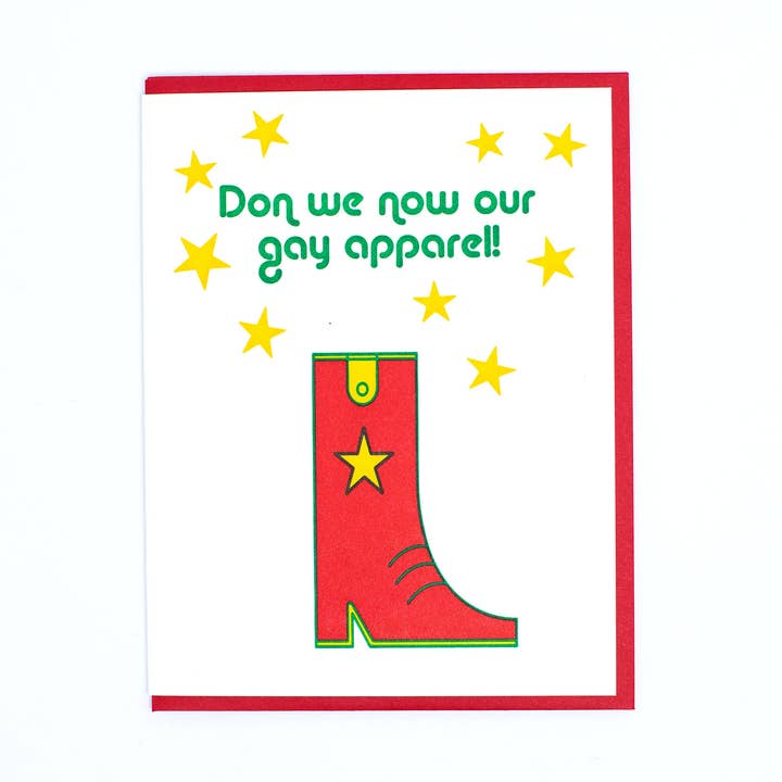 Gay Apparel Greeting Card for wholesale by Lady Pilot Letterpress