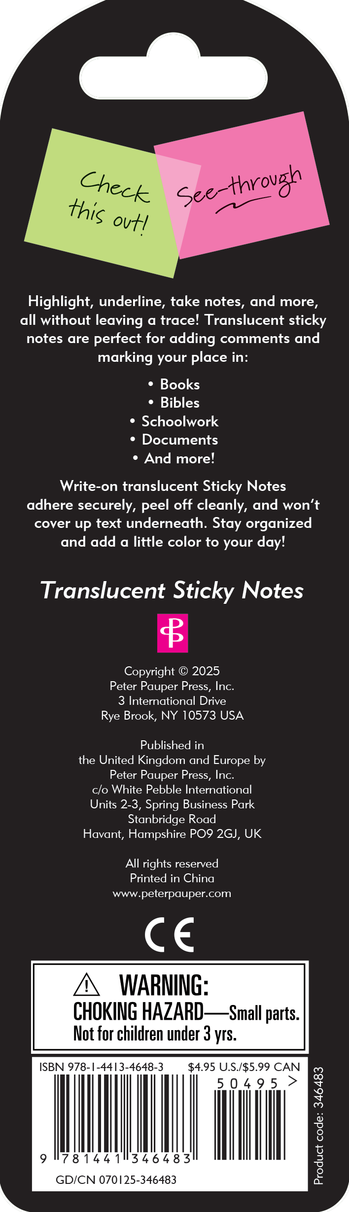 Peter Pauper Press - Wholesale Sticky Notes - Translucent Sticky Notes2