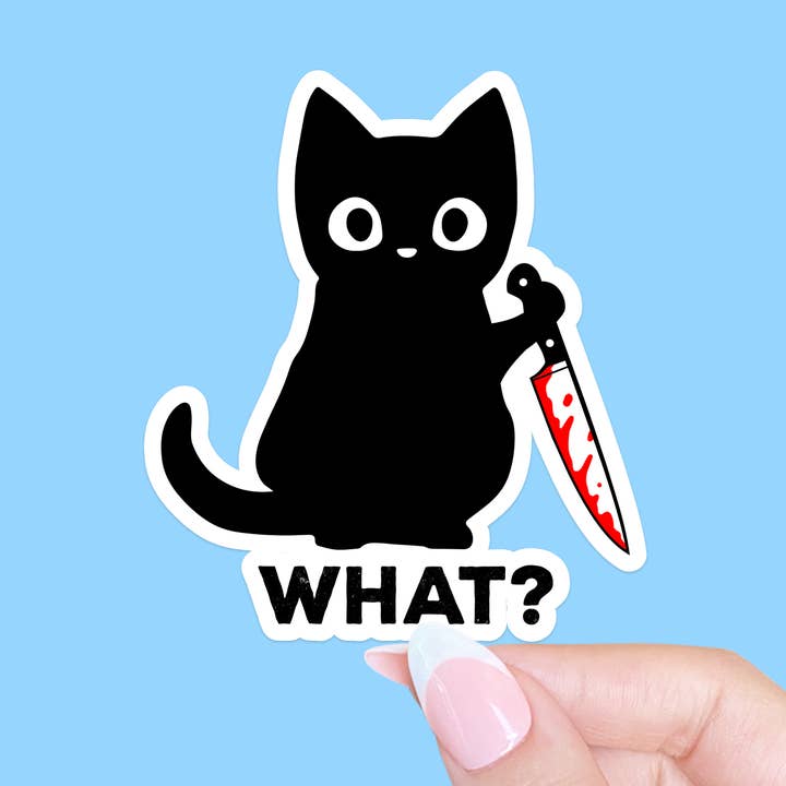 Autocollant Killer Cat, Autocollant amusant pour chat, Autocollant pour chat noir pour la vente par Radical Buttons