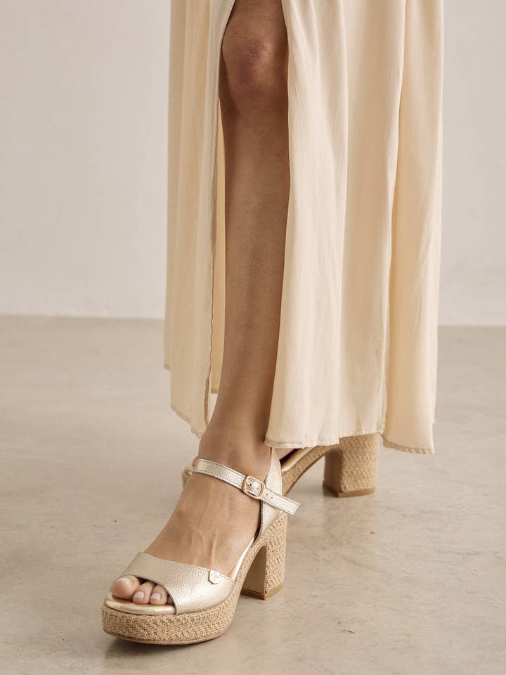 Daira Gold Laminated Galaxy Sandal for wholesale by POPA