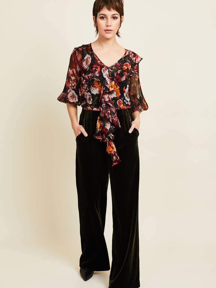 Maya zijden blouse met boeketprint voor wholesale door Kamare