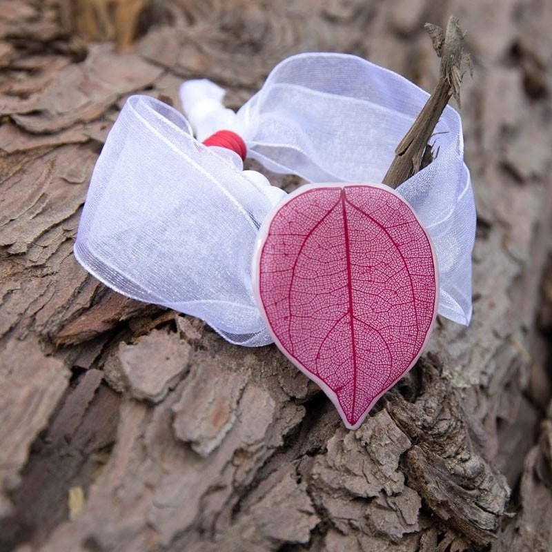 coloretas - Venta al por mayor Pulseras de abalorios/colgantes - Pulsera Hoja Fucsia1