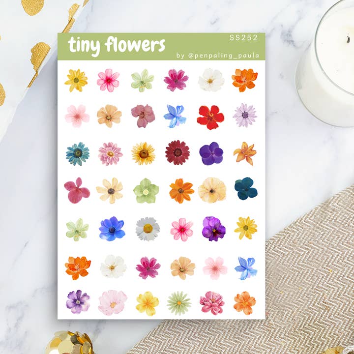 Tiny Flowers - Sticker Sheet for wholesale by Penpaling Paula