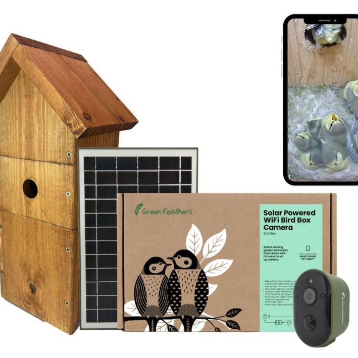 Solar Powered WiFi Bird Box HD Camera Starter Pack for wholesale by Green Feathers