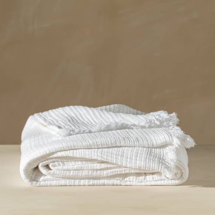 Saardé - Wholesale Bedding Blanket - Enes Bed Cover | White