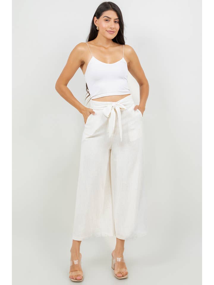 Veracci - Wholesale Pants - Women's - Linen Blend Wide-Leg Capri Pants