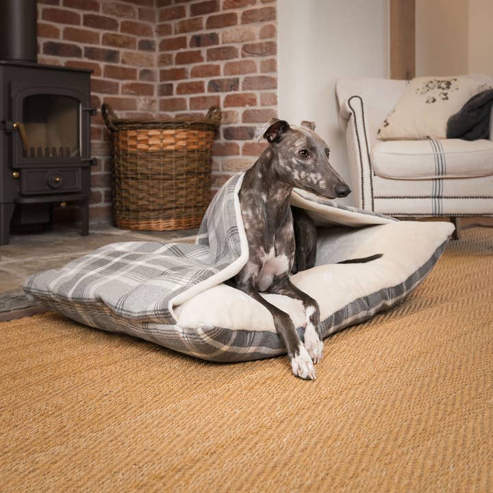 Sleepy Burrows Bed With Removable Cover in Balmoral Dove Grey Tweed by Lords & Labradors for wholesale by Lords and Labradors