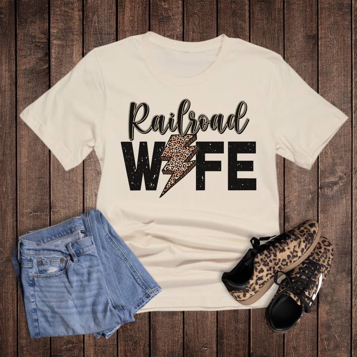 Railroad Wife Leopard Lightning Graphic Tee for wholesale by Dust and Roots