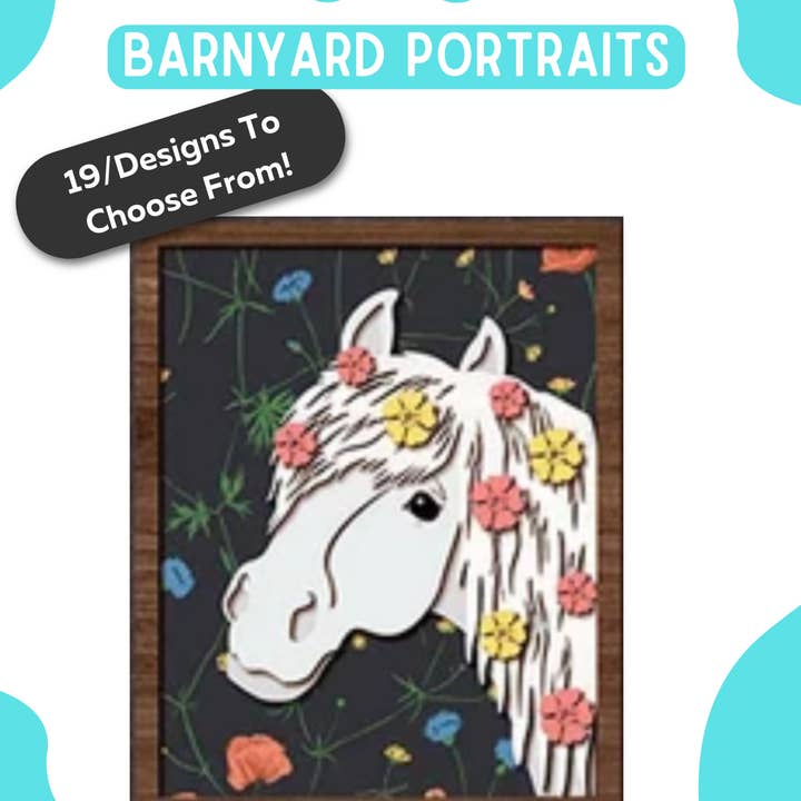 Barnyard Animal Wooden Layered Portrait-White Horse and other Purchase Wholesale hobby horse. Free Returns & Net 60 Terms on Faire trending on Faire.