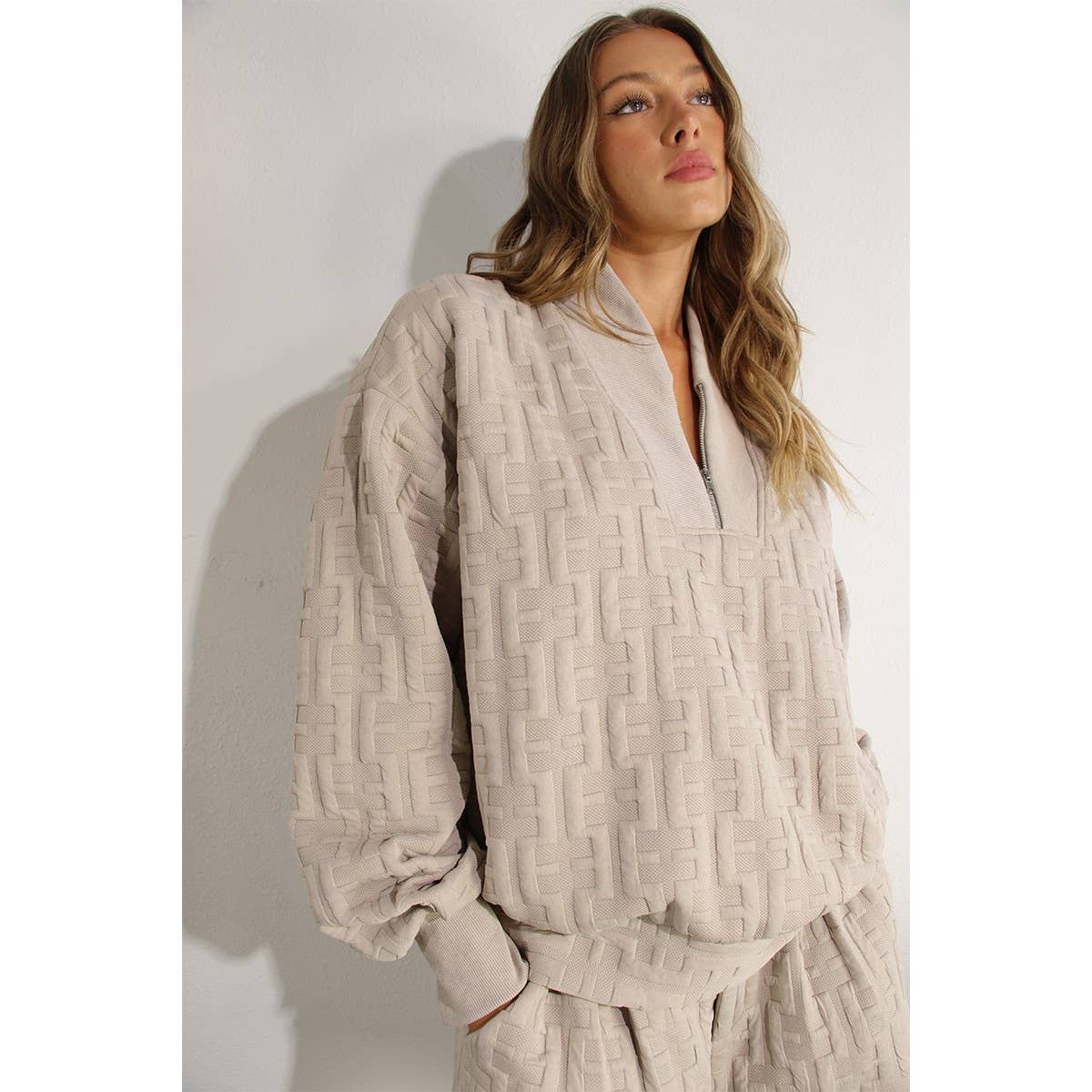 Mulla - Wholesale Top & Short Set (NOT Loungewear) - Women's - Textured Beige Lounge Set19