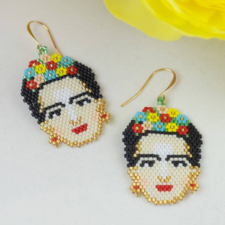 Tulia's Artisan Gallery - Venta al por mayor Pendientes colgantes - Pendientes Frida Kahlo0