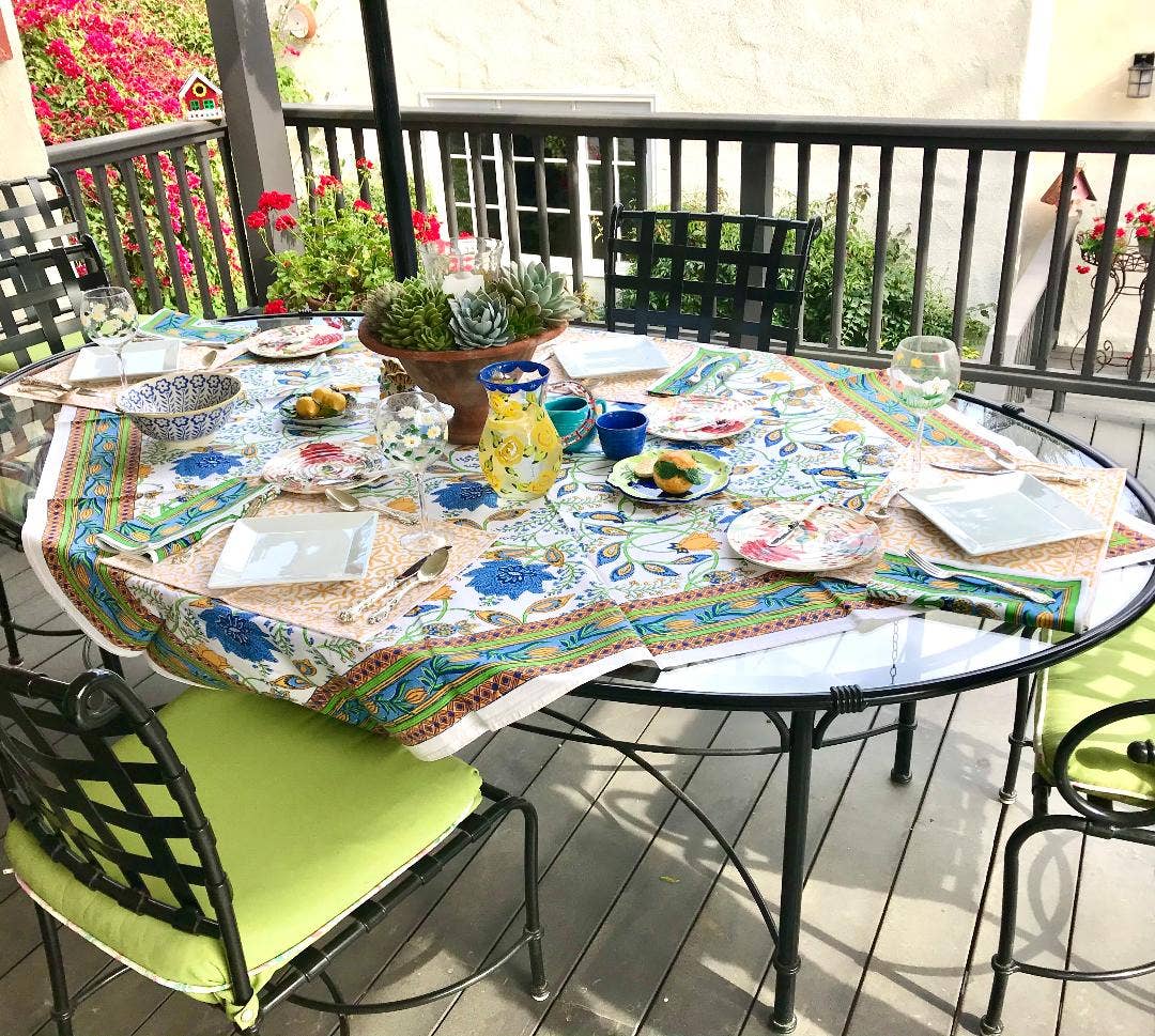 PACIFIC & ROSE TEXTILES - Vendita all'ingrosso Tovaglie - Tovaglia Monet's Kitchen con stampa a blocchi6