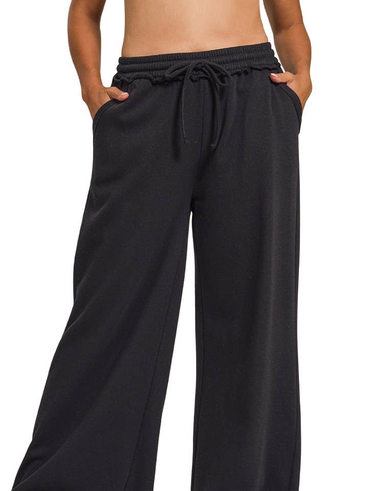 42POPS - Wholesale Pants - Women's - .1016 Plus Fleece Exposed Seam Wide Leg Sweatpants w/ Pockets SI-26