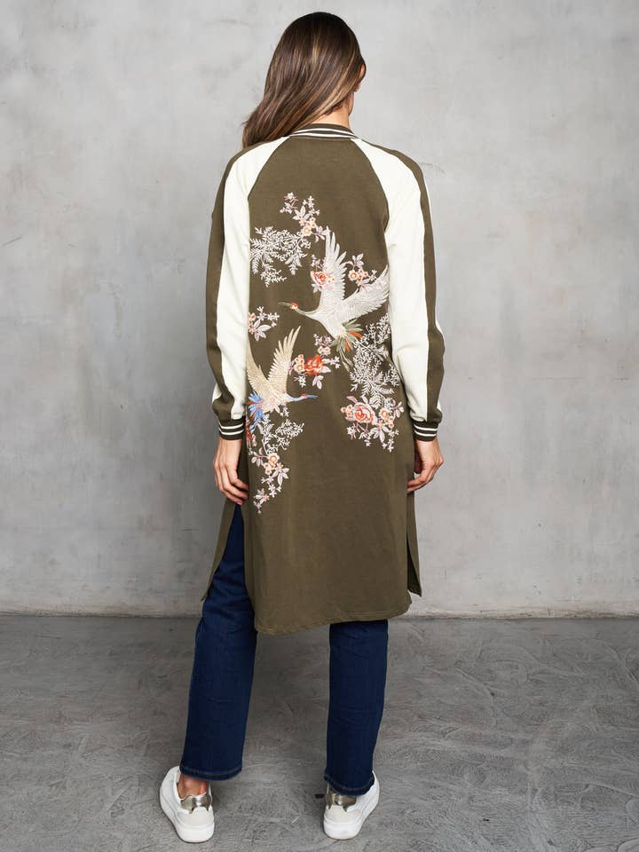 Paparazzi - Wholesale Jacket - Women's - 5537-MAJ French Terry Embroidered Baseball Duster11