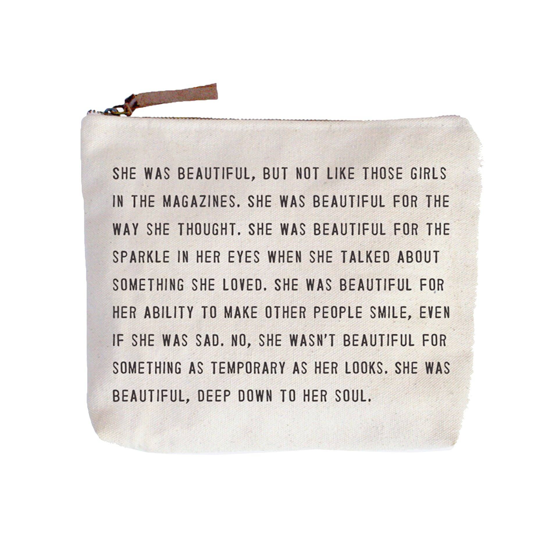 Sugarboo & Co - Wholesale Pouch – Women’s - She Was Beautiful Canvas Zip Bag