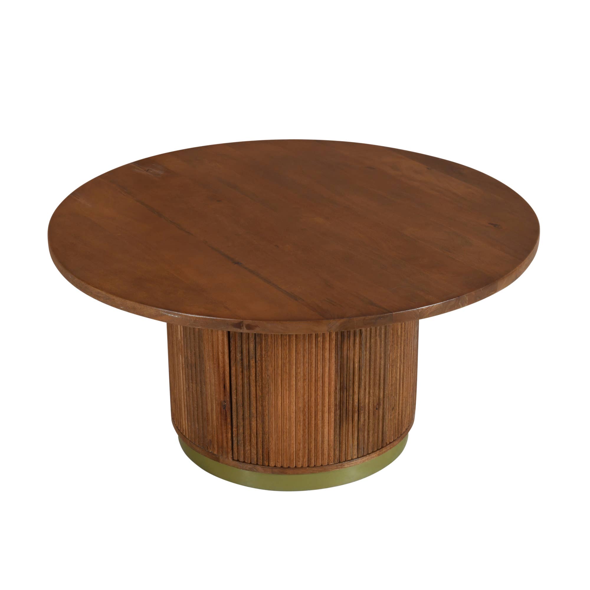 LR Home - Wholesale Coffee Table - Fluted Modern Brown/Brass Hand Tufted Round Coffee Table1