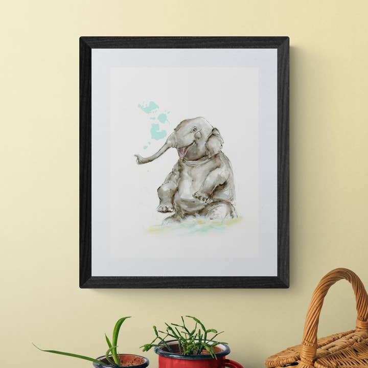 Inramad utskrift Glada Harry elefanten för wholesale av Wendy Laverick
