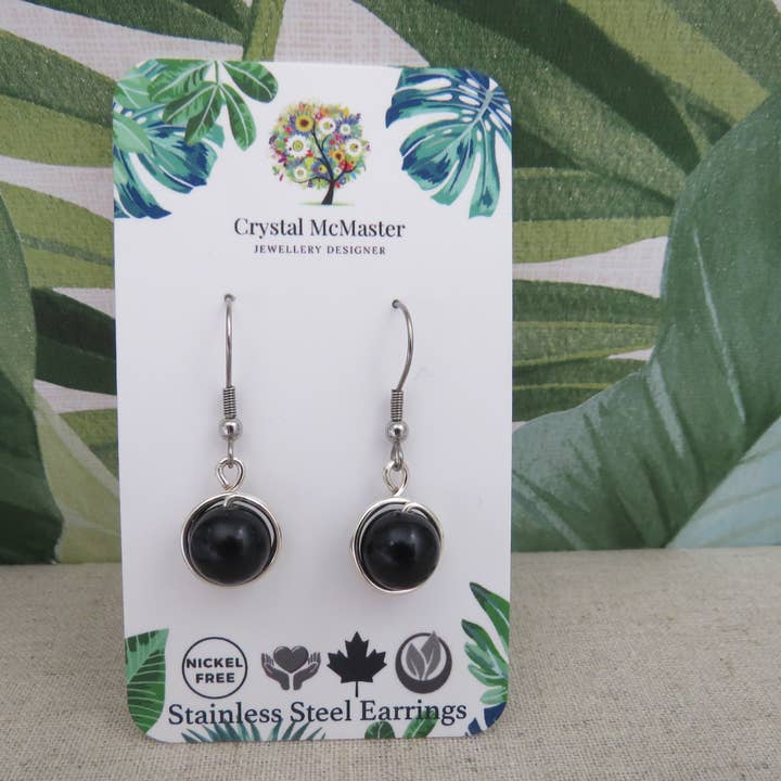 Crystal McMaster Jewellery Designer – Großhandel Ohrhänger – Schwarze baumelnde Edelstahlohrringe2