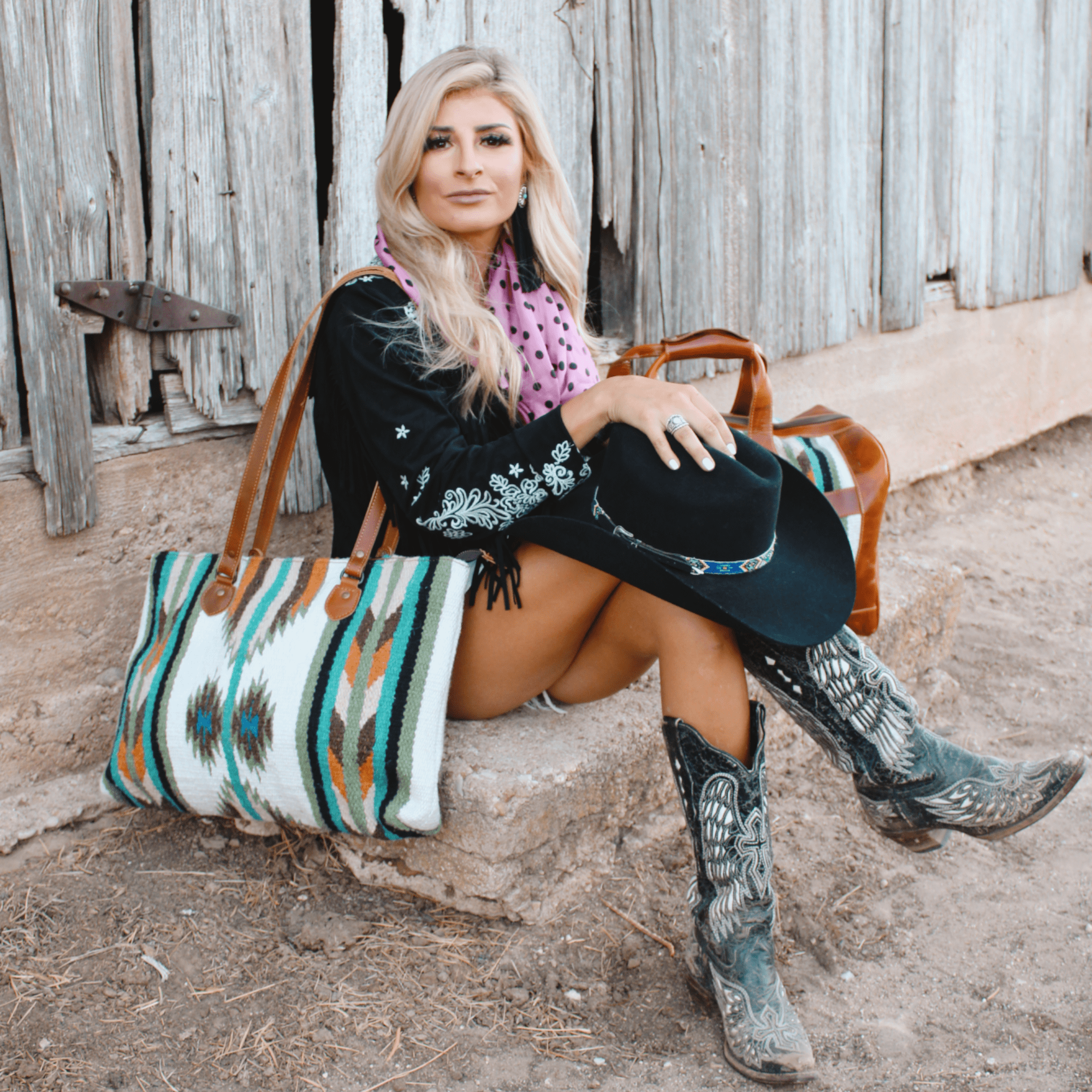 Ranch Junkie - Wholesale Tote Bag - Women's - Southwestern Large Handwoven Wool Boho Tote Aspen Saddle Blanket Bag1