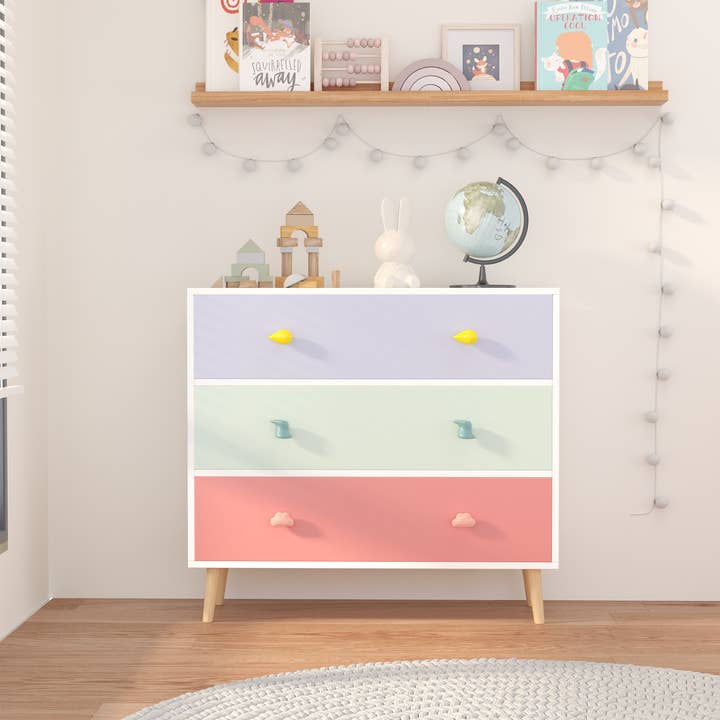 39F Inc. - Wholesale Bedroom Furniture - Colorful Kids 3-Drawer Dresser Storage Cabinet for Bedroom5
