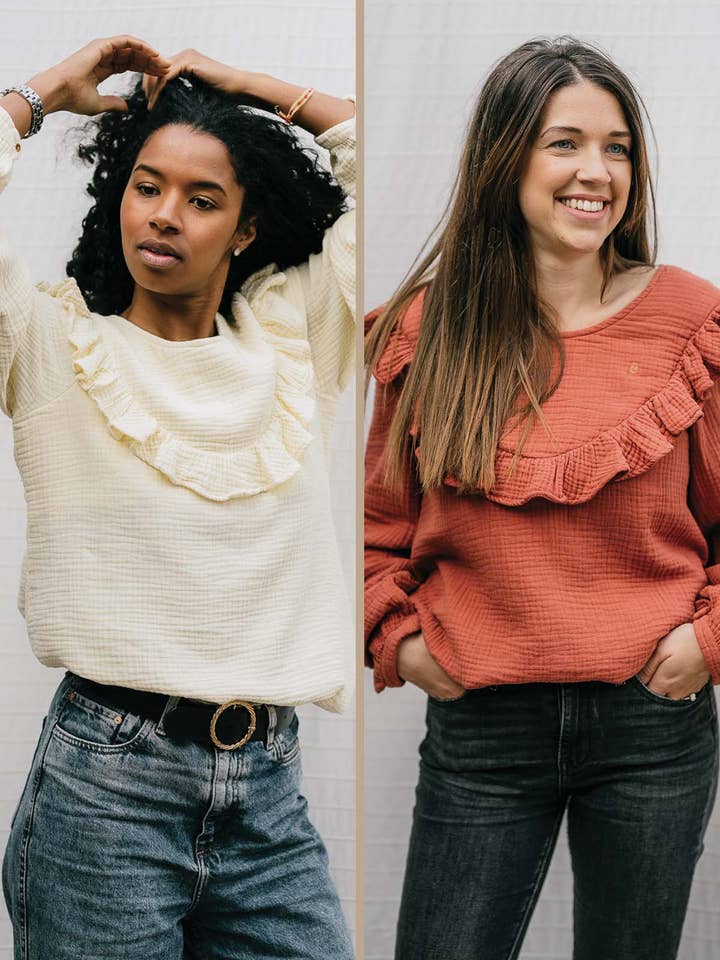 Duo de blusas de amamentação Bohémilk (leite & terracota) por atacado de You&Milk