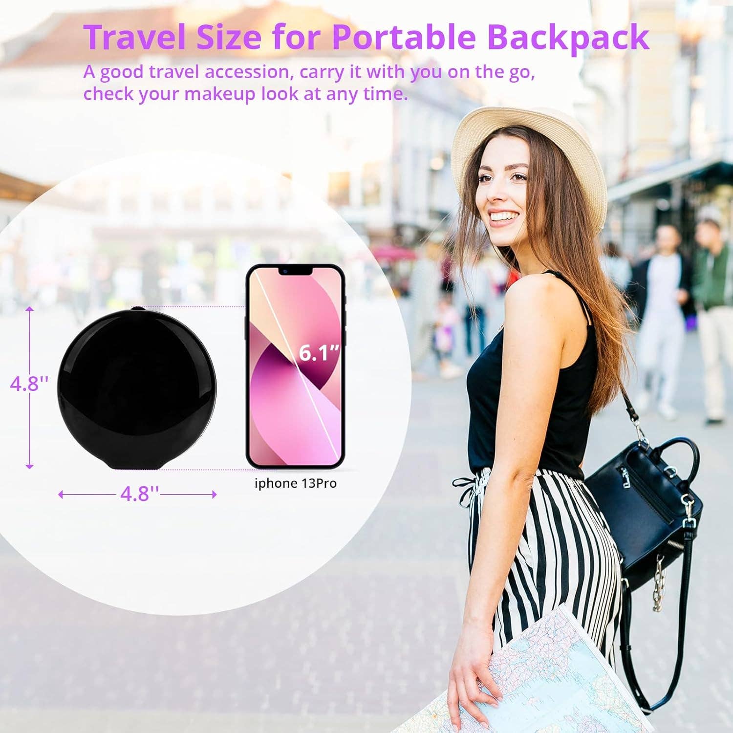  Pack Mix Match Colors  Led Lighted Folding Small Mirror with 3 Color Light for wholesale on Faire9