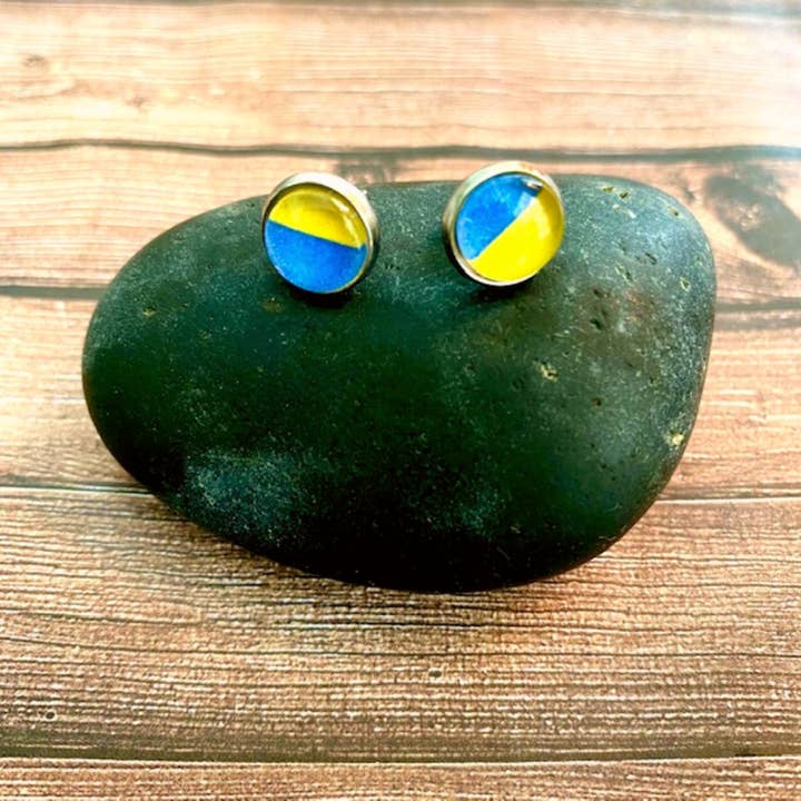 Stand With Ukraine Stud Earrings for wholesale by My Heart Jewelry