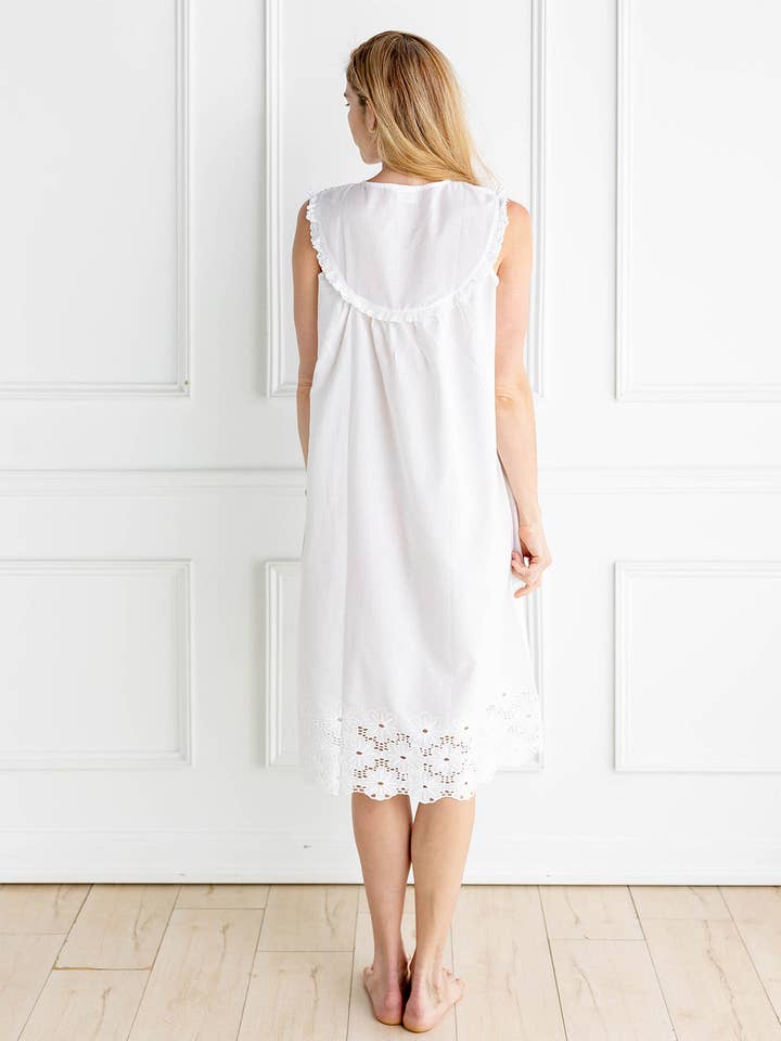 Jacaranda Living – Camisa de noite - Mulher por atacado – Camisola de algodão branco Eloise5