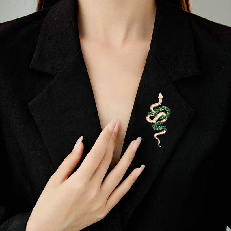 Perimade & Co. LLC - Wholesale Brooch - Dainty Gold Color Gemstone Snake Pin Brooch in Solid Copper3