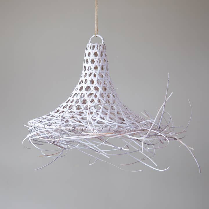 Jak Jak Home - Wholesale Lamp Shade - White Straw Wicker Woven Fringe Lampshade