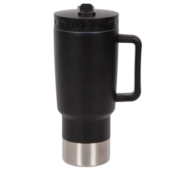 FIFTY/FIFTY - Wholesale Insulated Mug/Tumbler - 30oz Double-Wall Vacuum Insulated Tall Mug w/ Straw Lid
