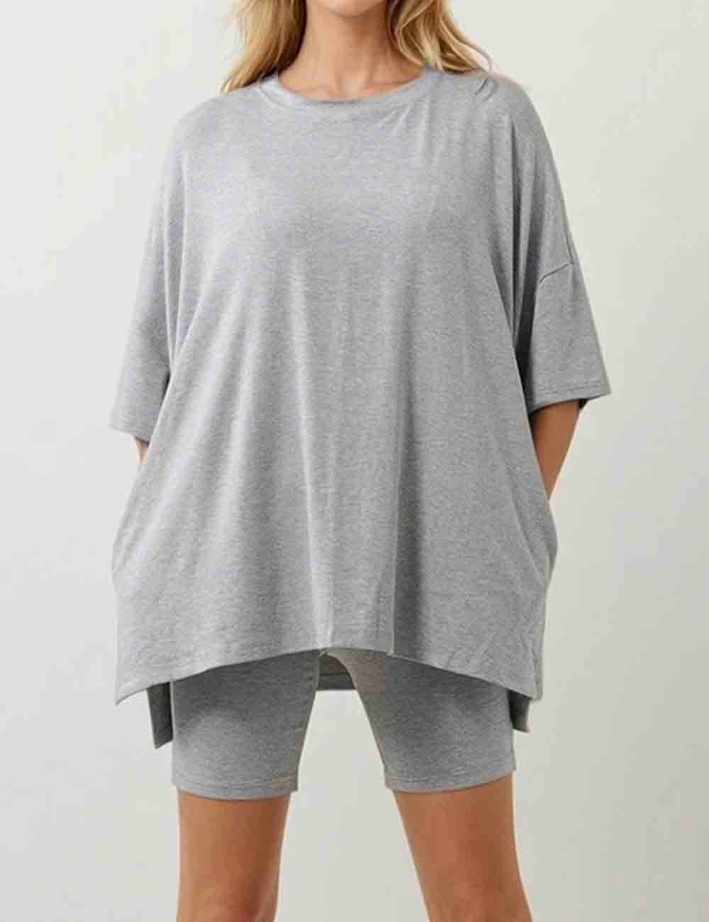 Sweetkama - Wholesale Lounge Set - Women's - Ladies Loose Top and Shorts 2PCS Casual Tee Set SKST2312932