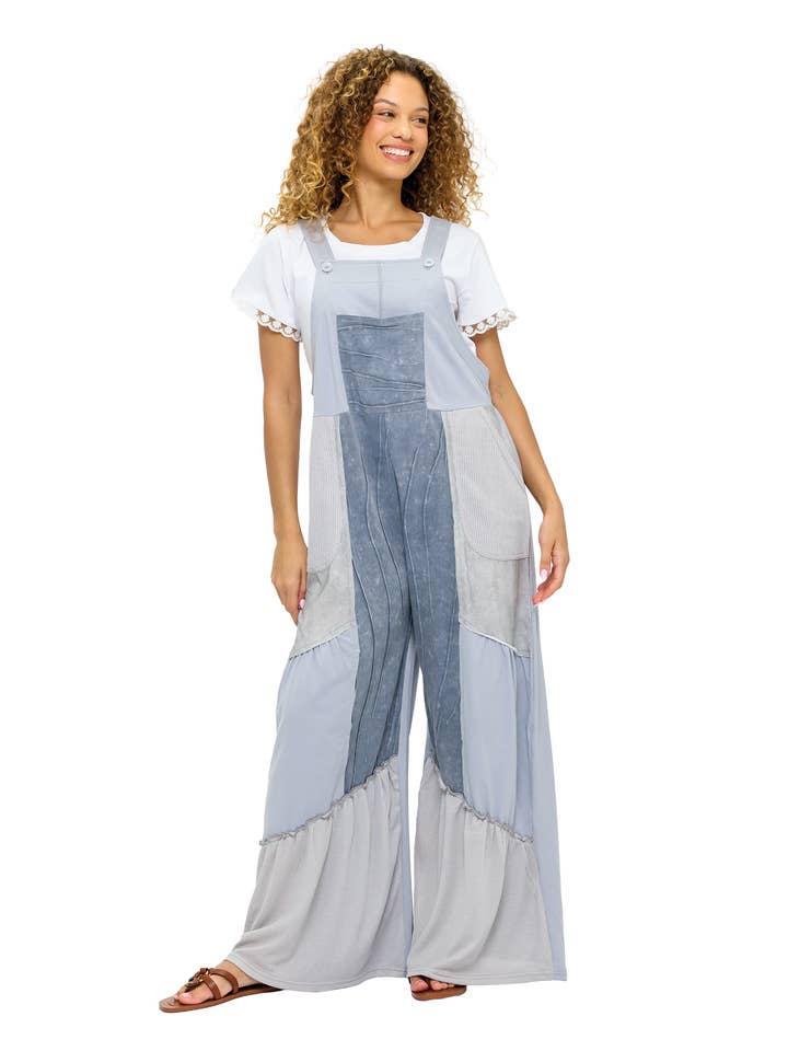 Flowy Vintage Washed Ruffled Overall for wholesale by Yak & Yeti