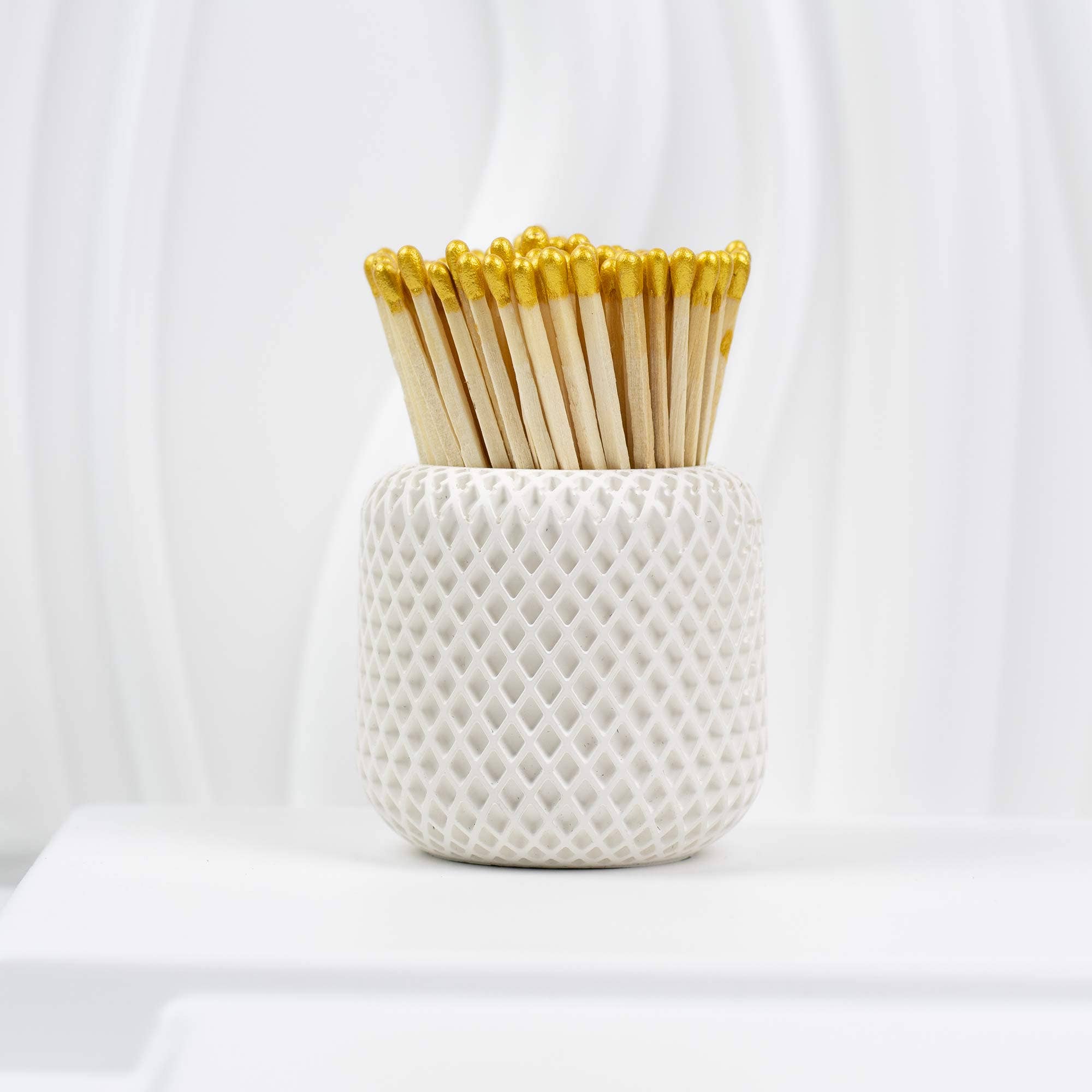 UniqueGiftsAG - Vendita all'ingrosso Portafiammiferi - Fiammiferi in legno da 9,5 cm con punte color oro. Ricarica fiammiferi.2