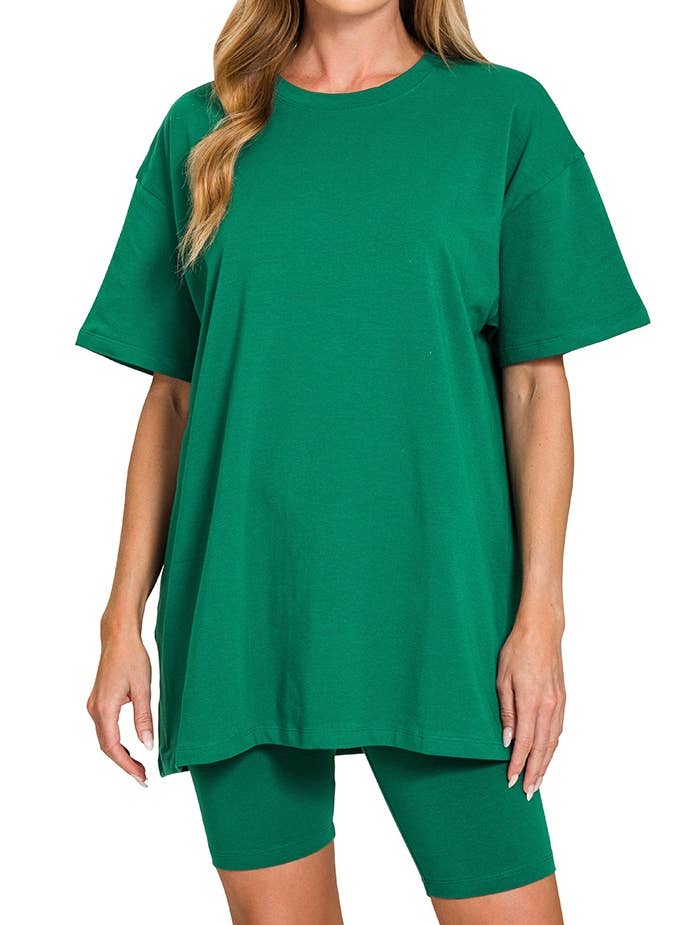 Katoenen top met ronde hals en biker shorts voor wholesale door Vanilla Monkey