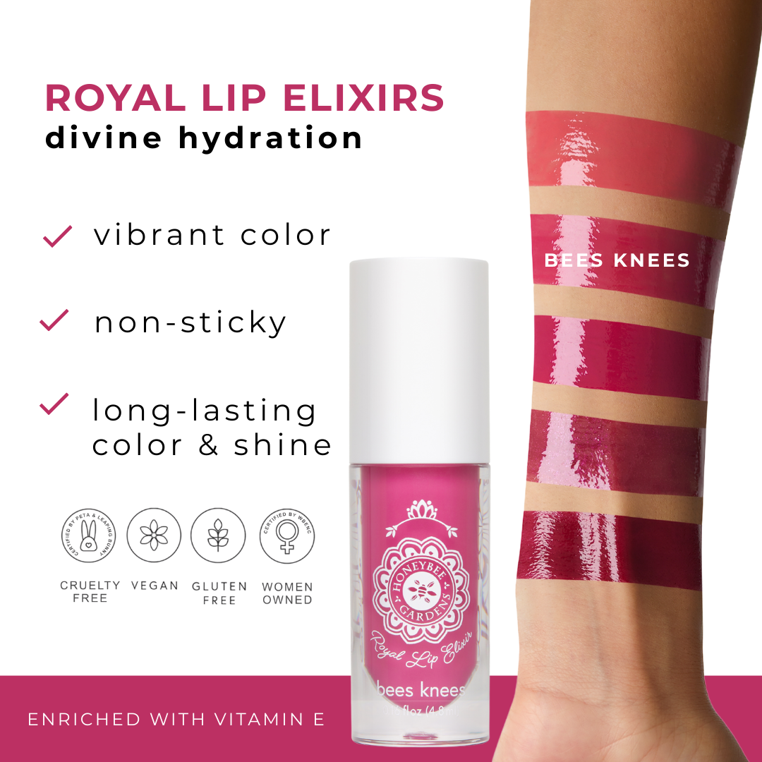 Honeybee Gardens Natural Cosmetics & Body Care – Gloss labial por atacado – Elixir Lábio Real Honeybee Gardens7