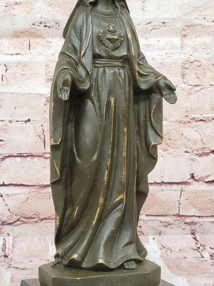 Uplettet Hjerte af Maria Bronzeskulptur - Religiøs Kristus Jomfru Maria Kunst for engroshandel hos Bronzhaus