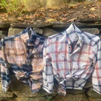 Upcycled Bleached Vintage Flannel Shirt Men's Size M With 