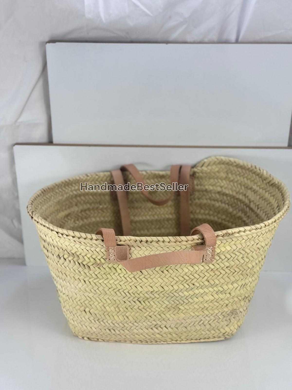HandmadeBestSeller - Wholesale Basket - Handmade Square Straw Basket with Leather Handles4