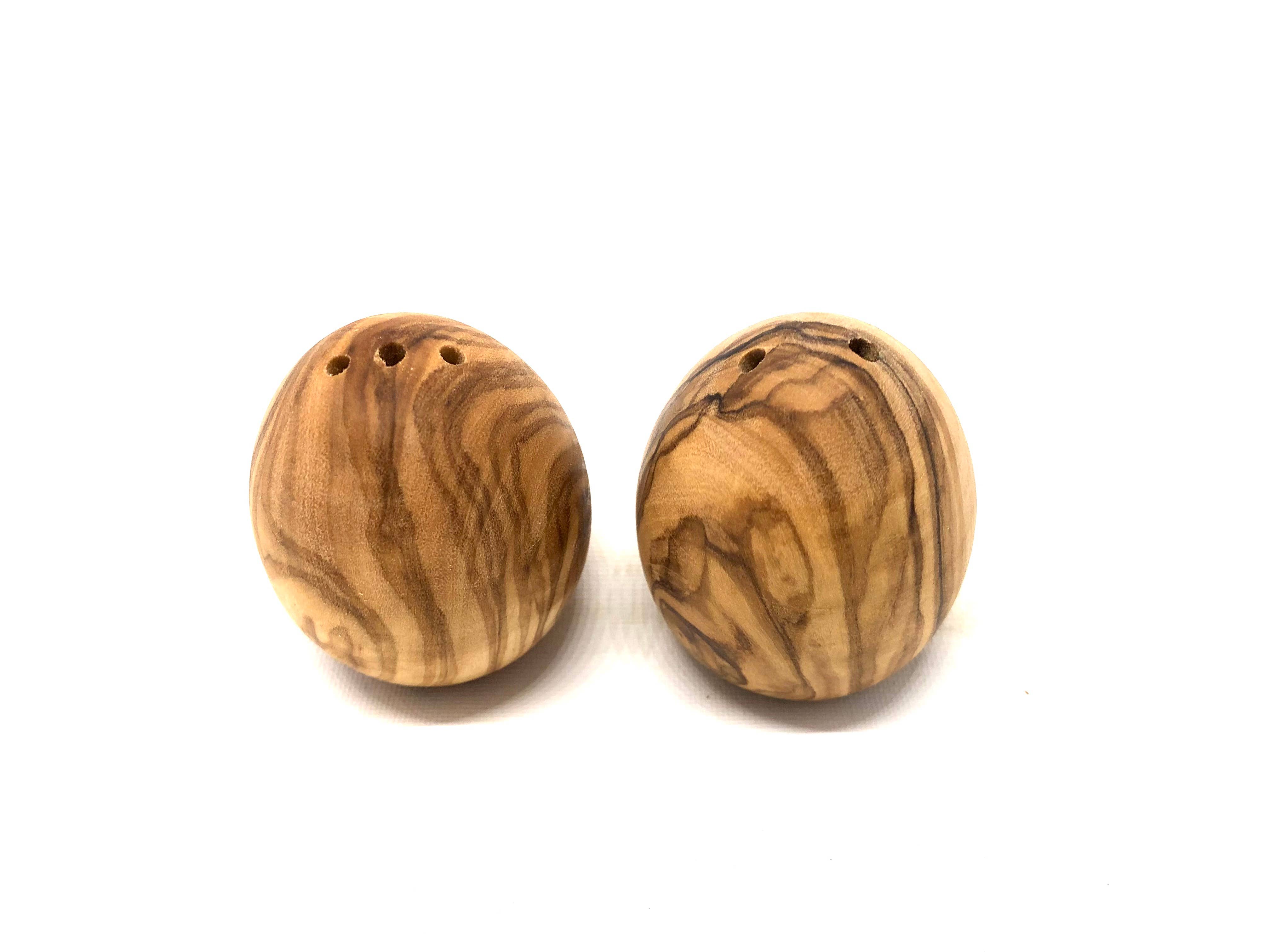 olivenholz-erleben - Wholesale Salt & Pepper Shaker Set - Set of 2 olive wood salt and pepper shakers egg shape